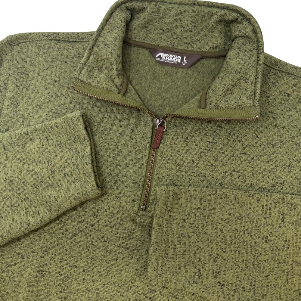 Mountain Khakis Mens Large Olive Green Heathered Quarter Zip Fleece Pullover